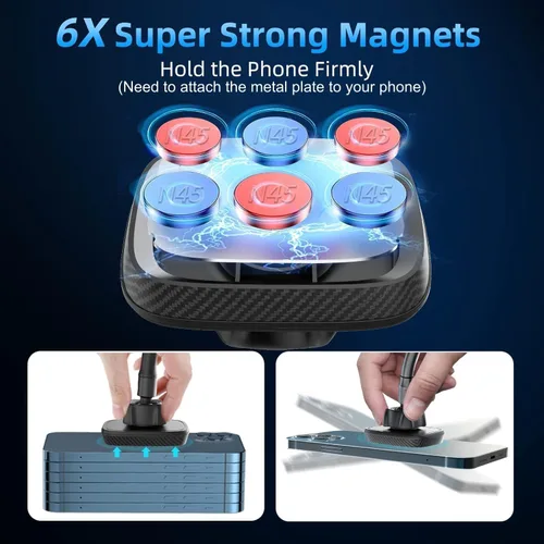 Miniatura 6 de APPS2Car Soporte magnético para teléfono de coche [6 imanes fuertes], soporte para teléfono celular de coche [ventosa], soporte de teléfono