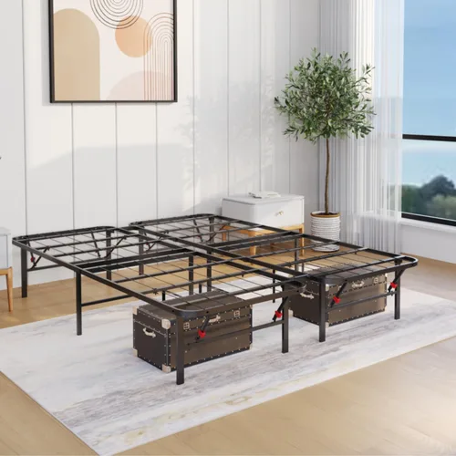 Miniatura 12 de AMBEE21 Golden Gate - Base de cama de metal con cabecera y estribo de hierro forjado victoriano antiguo (negro, matrimonial, Washington)