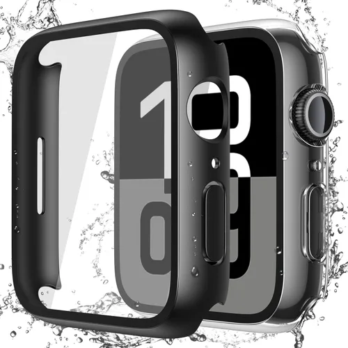 Miniatura 23 de Misxi Paquete de 2 fundas impermeables con botón diseñadas para Apple Watch Series 3 Series 2 de 38mm, funda rígida de policarbonato anticaídas