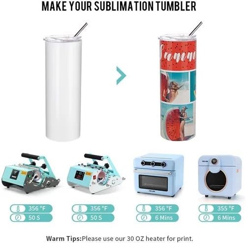 Miniatura 5 de PYD Life Paquete de 10 Vasos Tumblers de Sublimación a Granel en Blanco de 20 OZ Delgados Blancos de Acero Inoxidable con Pajita y Tapa para Taza
