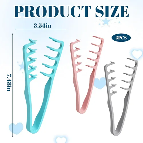 Miniatura 2 de Juego de 3 peines texturizados, peines para el cabello, adecuados para entusiastas del peinado, viajeros e individuos de pelo rizado