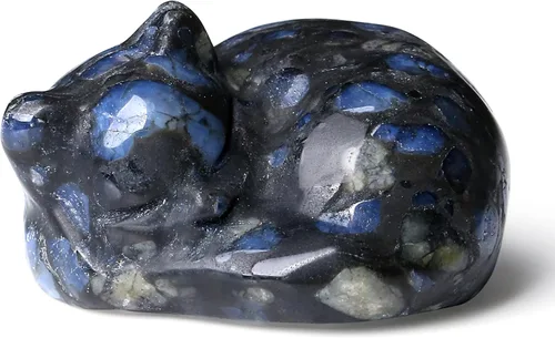 Miniatura 32 de QINJIEJIE Gato de Cristal de Obsidiana Negra de 2 Pulgadas, Piedras Preciosas de Gato Negro, Decoraciones de Estatua de Piedra Curativa, Lindas