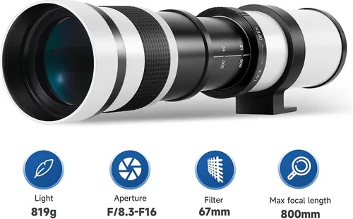 Miniatura 3 de JINTU 420-1600mm F/8.3 Lente de Zoom Telefoto Enfoque Manual para Lentes de Montura EF de Canon 4000D 2000D 1200D T8i T7 T7i T6 T6s T6i T5 T5i 80D