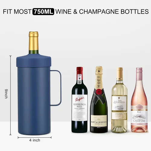 Miniatura 4 de MAXSO Vaso enfriador de vino de 42 onzas, regalo para los amantes del vino, cubo aislado al vacío de acero inoxidable 2 en 1, taza portátil