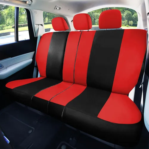 Miniatura 5 de TLH Light & Breezy - Juego completo de fundas de asiento de tela plana, compatible con la bolsa de aire de seguridad, con cubierta de volante, Rojo
