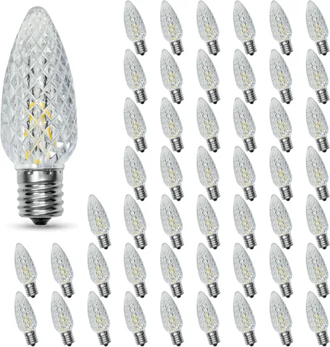 Miniatura 10 de Paquete de 50 bombillas LED C9 multicolor de repuesto para luces de Navidad, inastillables e impermeables, bombillas LED C9 de plástico para cadenas