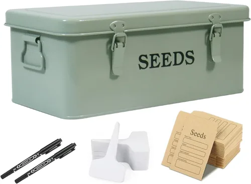 Miniatura 15 de Caja de ahorro de semillas, contenedor de semillas de metal, caja organizadora de almacenamiento de semillas, contenedor de paquetes de semillas