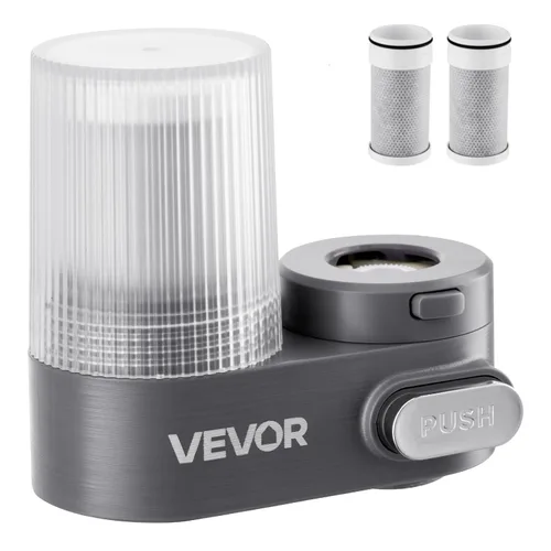VEVOR Filtro de agua de montaje en grifo, purificador de agua vertical para grifo de fregadero, filtro de fibra de carbono certificado NSF, elimina