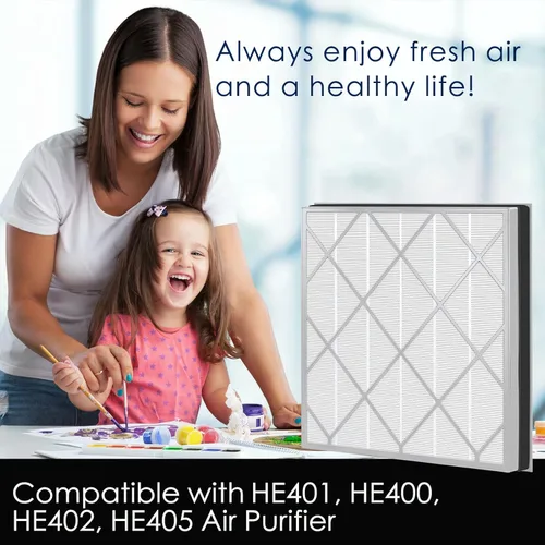 Miniatura 6 de Filtro Hepa HE400 de repuesto compatible con purificador de aire Shark HE4FKPET HE400 HE401 HE402 y HE405 con 4 ventiladores, filtración de 3 etapas