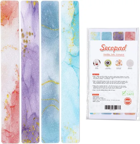 Secopad Tiras de ducha antideslizantes coloridas, 24 unidades, tiras adhesivas para bañera, ducha, escaleras, escaleras