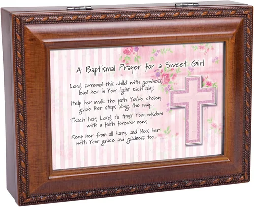 Miniatura 7 de Cottage Garden Caja de música para oración bautismal Lead Her Woodgrain Rope Trim Jewelry Play Jesus Loves Me