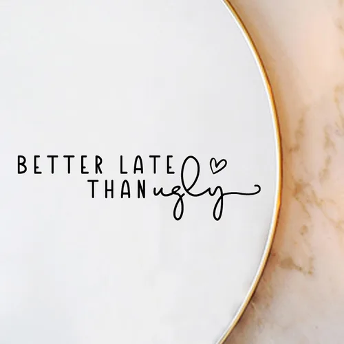 Miniatura 8 de 2 calcomanías de espejo con texto en inglés "Better Late Than Fe", calcomanías de espejo para pared, decoración de habitación de niña, decoración