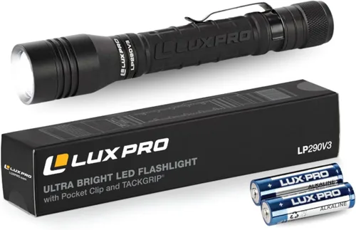 LUXPRO LP290V3 Linterna LED - Brillante 300 lúmenes con 3 modos de luz - Aluminio de grado aeronáutico con protección impermeable IPX4 y TackGrip