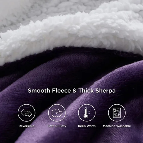 Miniatura 8 de Bedsure GentleSoft Manta Throw de Vellón Sherpa Tamaño Twin para Sofá - Manta Gruesa y Cálida Regalos para Mujeres y Niñas, Manta de Navidad Twin 08