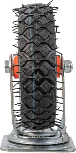 Miniatura 3 de AlveyTech Rueda giratoria delantera con horquilla y eje, para kits de Go Kart, neumático antimarcas a prueba de golpes (gris) con placa de montaje