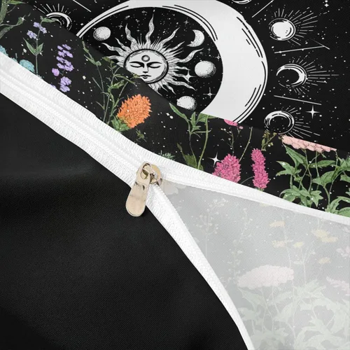 Miniatura 6 de Feelyou Juego de ropa de cama con diseño de galaxia de sol y luna para niñas, tamaño individual, constelaciones, juego de funda de edredón