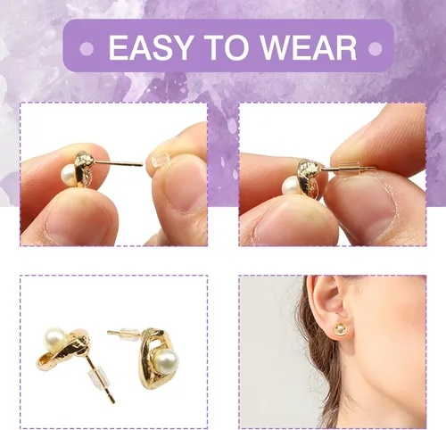 Miniatura 3 de TOAOB - 144 piezas de repuesto de silicona transparente para aretes, almohadillas de goma de seguridad, topes de repuesto de 0.098 x 0.198 pulgadas
