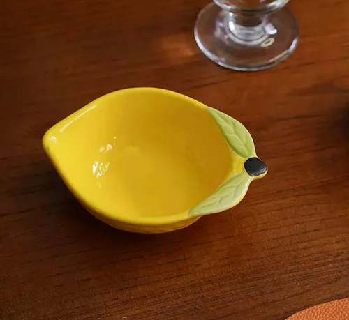 Miniatura 3 de 4 platos de cerámica para aperitivos con forma de limón, platos de condimento