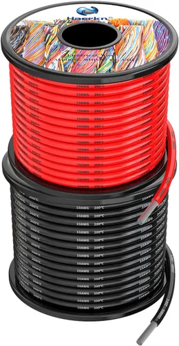 Miniatura 3 de Cables eléctricos de silicona de 10 AWG de 5,2 mm² de 50 pies [25 pies negro y rojo de 25 pies] calibre 10 600 V suave y flexible Engánchate Cable