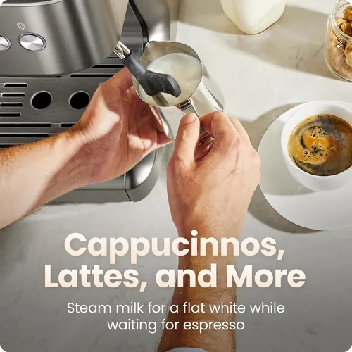 Miniatura 6 de Chefman Crema Deluxe - Máquina de café expreso con doble caldera, utiliza espumador de leche y café espresso simultáneamente, cafetera profesional