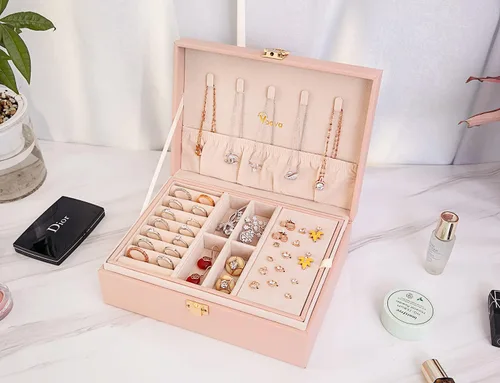 Miniatura 4 de Voova - Joyero organizador para mujeres y niñas, 2 capas de almacenamiento de joyas grandes para hombres, soporte para joyas de piel sintética