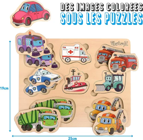 Miniatura 2 de Rompecabezas de madera para niños pequeños de 1 a 3 años - Juguetes educativos y de aprendizaje Montessori - Rompecabezas de madera para bebés de 1