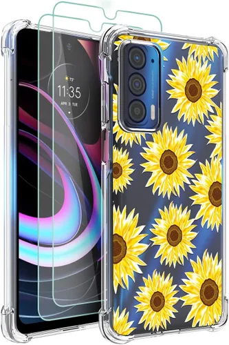 Miniatura 12 de Osophter Funda para Moto Edge 2021, Moto Edge 5G UW, transparente, esquinas reforzadas con flores, TPU para absorción de golpes, flexible