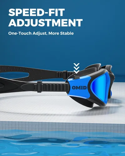 Miniatura 6 de OMID P2 Lite - Gafas de natación cómodas antivaho para hombres, mujeres, adultos y jóvenes Lente B2-azul Marco Blueblack