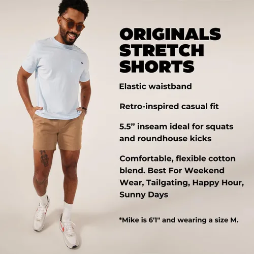 Miniatura 4 de Chubbies Pantalones cortos chinos para hombre de 5.5 pulgadas, pantalones cortos casuales con cintura elástica, bolsillos laterales y traseros