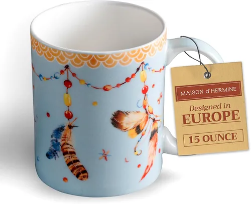 Miniatura 124 de Maison d' Hermine Taza de café con asas, tazas de porcelana fina de hueso, paquete de dos tazas de té para bebidas calientes, capuchino, latte, 015