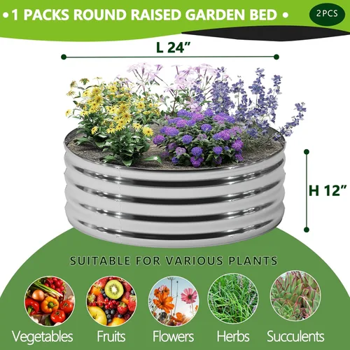 Miniatura 2 de DIIYIV - 2 camas de jardín elevadas galvanizadas de 2 x 2 x 1 pies, caja de metal para macetas de verduras para exteriores, color plateado