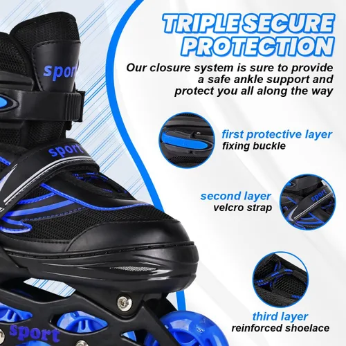 Miniatura 2 de Patines en línea para niños y niñas, jóvenes y adultos, patines de ruedas ajustables para hombres y mujeres con ruedas completas iluminadas, patines