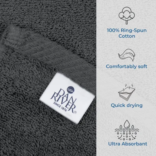 Miniatura 258 de DAN RIVER Paquete de 2 sábanas de baño de 35x70 pulgadas, sábanas de baño jumbo acanaladas para adultos, toallas grandes gruesas y absorbentes