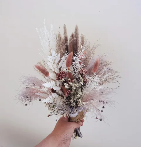 Miniatura 7 de Ramo de dama de honor bohemio para novia, ramo de pampas, ramo de decoración del hogar (ramo de novia XL)