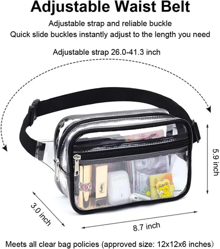Miniatura 5 de Monederos transparentes para mujer, para estadio, riñonera transparente, bolsa para estadio, bolsa transparente aprobada para estadios, bolsas