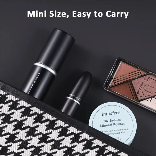 Miniatura 7 de Brocha de maquillaje retráctil Kabuki para rubor, bronceador, base, polvo, cepillo cosmético facial de viaje Negro
