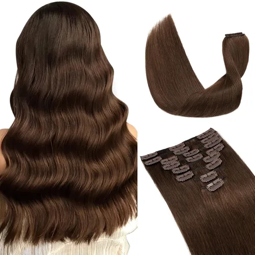 Miniatura 27 de Extensiones de cabello con clip, cabello humano Remy, extensiones de cabello largo lacio de una pieza con 5 clips, con gancho para colgar