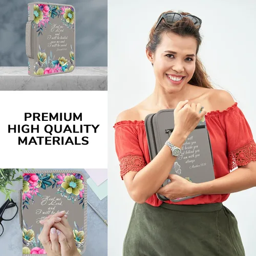 Miniatura 44 de DEHITE Funda para la Biblia para mujer, fundas de tela prémium para la Biblia para niñas, bolsa de transporte para mujer, ranuras para bolígrafos