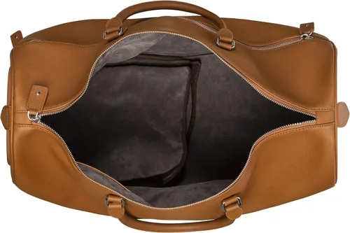 Miniatura 3 de Bolsa de viaje de piel auténtica con compartimento para zapatos, bolsa de fin de semananoche, bolsa de mano, Marrón