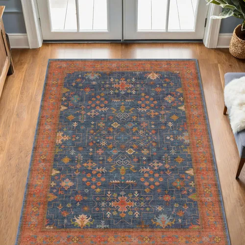 Miniatura 223 de Alfombra Boho Negra para Sala de Estar - Alfombra de Área Lavable de 10x14 Pies, Alfombras de Comedor para Debajo de la Mesa, Alfombra Suave de Pelo