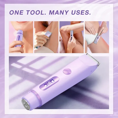 Miniatura 2 de Recortadora de bikini para mujer, recortadora eléctrica de doble cabezal para áreas sensibles, pantalla de batería LED, IPX7, peluquero recargable