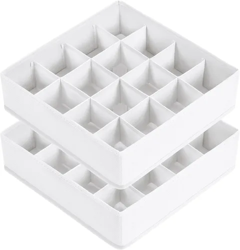 Miniatura 26 de Joyoldelf Organizador de cajones para calcetines, organizador de ropa interior, organizador de 16 celdas de tela, cajas de almacenamiento para Gris