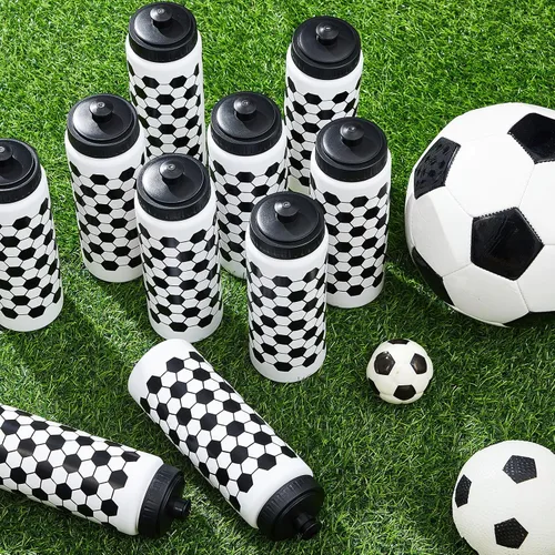 Miniatura 5 de Yaomiao 12 botellas de agua de fútbol a granel de 20 onzas, botellas de agua reutilizables para apretar, accesorios de copa de pelota deportiva