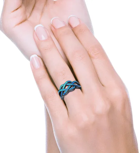 Miniatura 2 de Anillo de plata de ley 925 con ópalo azul y símbolo de infinito