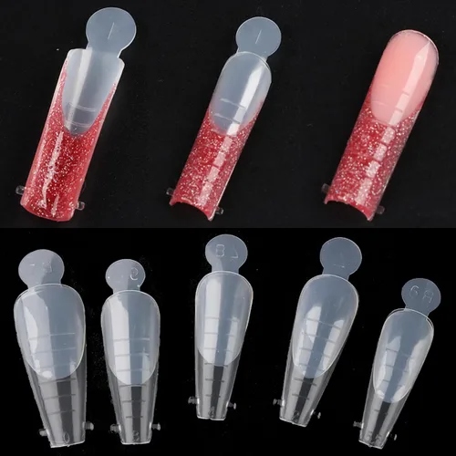 Miniatura 5 de Calcomanías dobles de forma francesa, 60 piezas de almohadillas de silicona reutilizables de doble forma, puntas de manicura francesa, molde