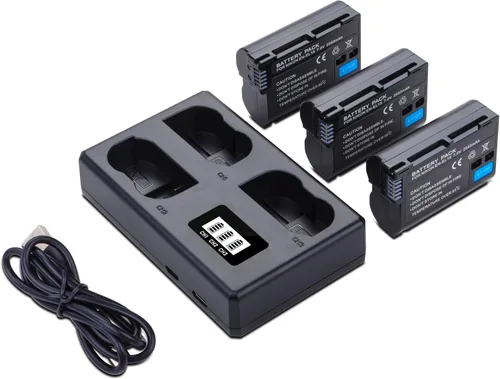 Paquete de 3 baterías EN-EL15/EL15A/EL15B/EL15C con cargador LCD inteligente de triple ranura para Nikon Z6 Z7 D500 D600 D610 D750 D780 D800E D810