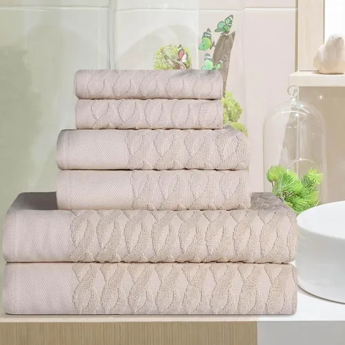 Miniatura 31 de Superior Juego de 6 toallas de 100% algodón egipcio de 500 GSM, 6 piezas, 2 caras, 2 manos, 2 toallas, ideal para baño, cocina o playa, de secado