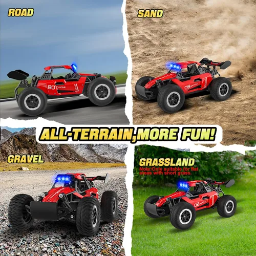 Miniatura 7 de Auto de control remoto para niños de 3, 4, 5, 6, 7+, coches RC de 20 KM/H de alta velocidad con luces LED, 2.4 GHz 2WD Monster Truck juguetes, auto