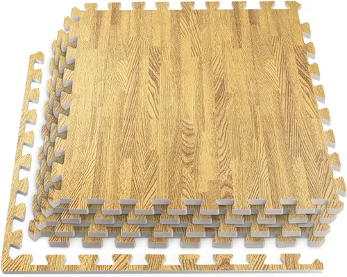 Miniatura 9 de HomeCube USA - Baldosas de espuma entrelazadas con veta de madera de 3/8 pulgadas de grosor para hogar, oficina, espacio de equipos