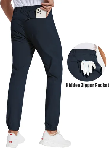 Miniatura 3 de PULI Pantalones deportivos de golf elásticos para hombre con 4 bolsillos, impermeables, ajustados, para senderismo, casual, viajes, trabajo